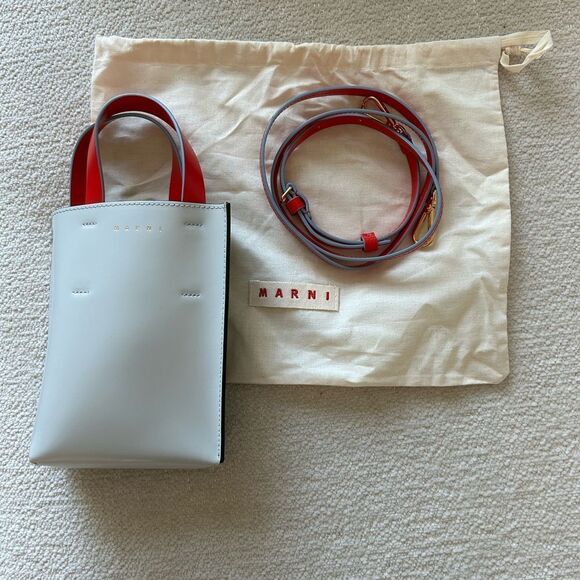 MARNI Mini Leather Tote Bag,Grey/ Black, NEW no tags comes with Dust bag. - Picture 5 of 13